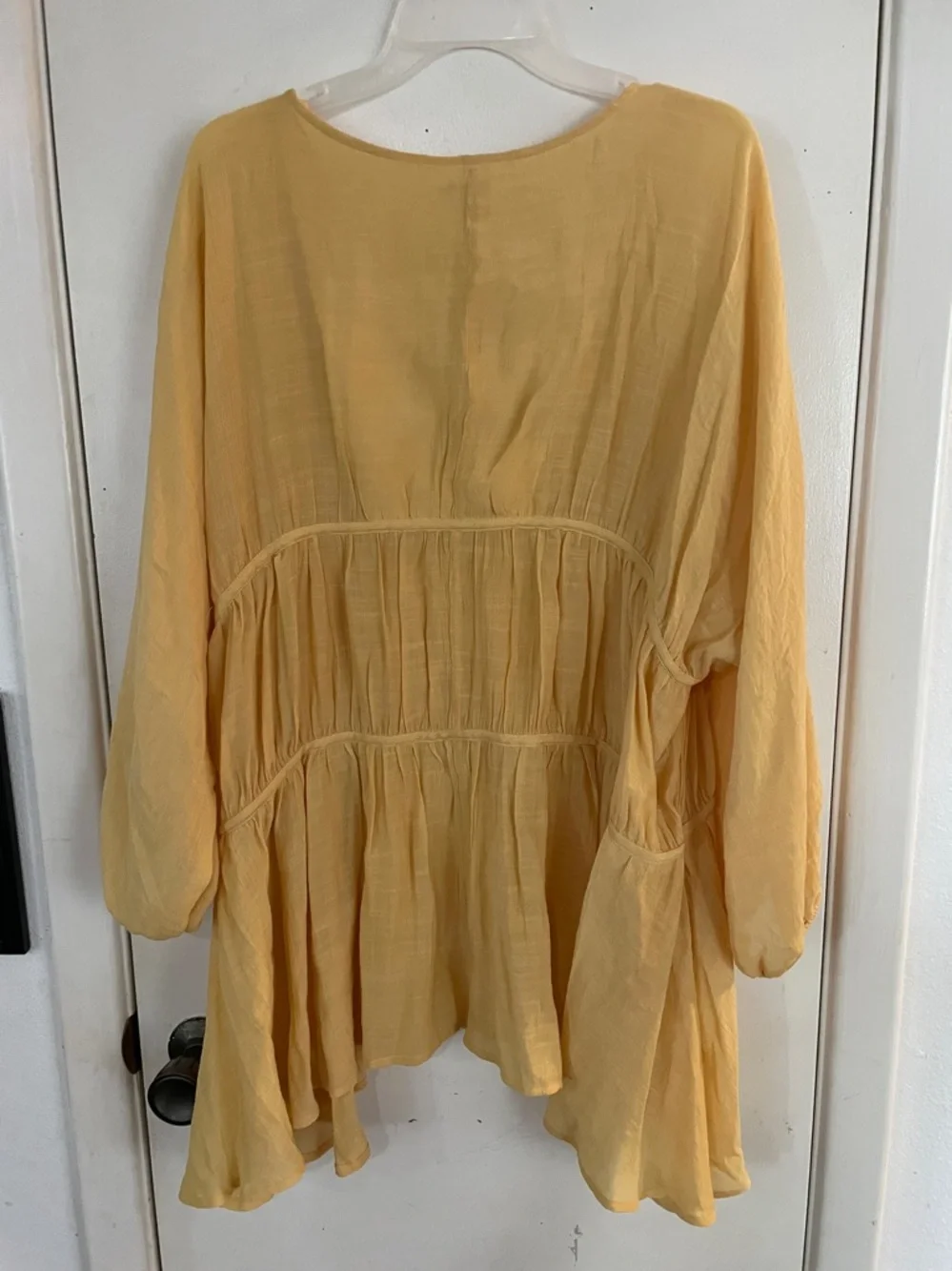 Eat. 1946 Women’s Blouse 18-20W Yellow Bohemian Tiered V Neck Boho - Picture 7 of 11